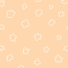 ちょっとレトロな手描き風の花柄の白線イラスト14