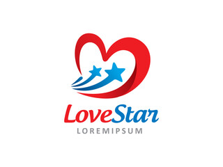 Love and Star logo symbol or icon template