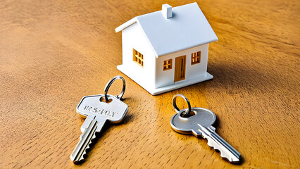 Real estate contract concept background, home contract, house contract, Toy house and home keys, Real estate business concept wallpaper, ai generated