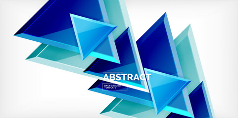 Abstract background - colorful triangles with 3d effect. Vector Illustration For Wallpaper, Banner, Background, Card, Book Illustration, landing page