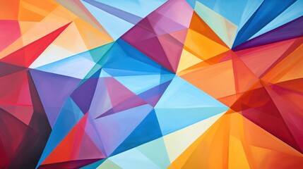 Vibrant Geometric Abstract Art. Colorful Triangles and Polygons on Canvas