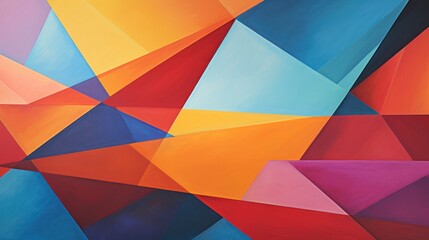 Vibrant Geometric Abstract Art. Colorful Triangles and Polygons on Canvas