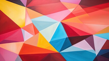 Fototapeta premium Vibrant Geometric Abstract Art. Colorful Triangles and Polygons on Canvas