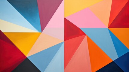 Vibrant Geometric Abstract Art. Colorful Triangles and Polygons on Canvas
