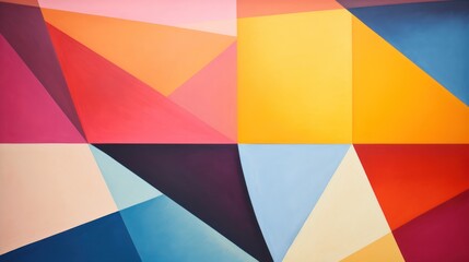 Vibrant Geometric Abstract Art. Colorful Triangles and Polygons on Canvas