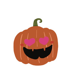 Halloween pumpkin cute face character illustration