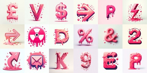 Fototapeta premium Pink Lettering Typeface. AI generated illustration