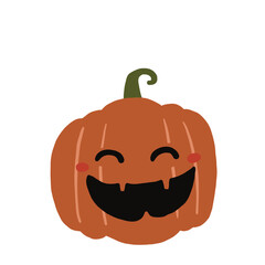Halloween pumpkin cute face character illustration