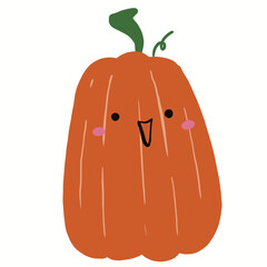 Halloween pumpkin cute face character illustration
