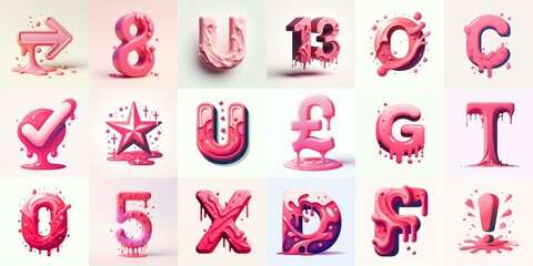 Fototapeta premium Pink Lettering Typeface. AI generated illustration