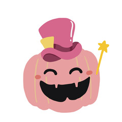 Halloween pumpkin cute face character illustration