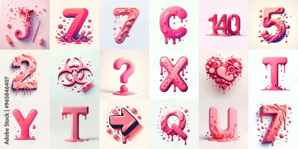 Wall mural pink lettering typeface. ai generated illustration