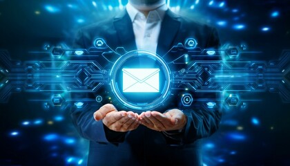 Digital Email Security Alert Cybersecurity Concept Depicting Email Protection Against Spam, Viruses, and Malware Notifications in a High-Tech, Glowing Interface Visual