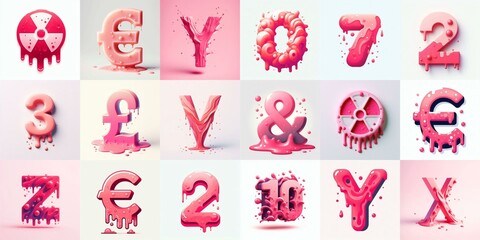 Pink Lettering Typeface. AI generated illustration