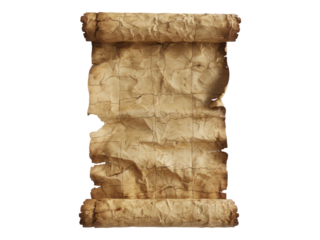 Black old paper scroll. Isolated PNG