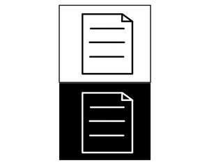 paper vector document icon symbol, flat vector on isolated black and white background, for web and app icons.