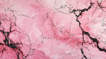 Naklejka premium Pink Marble with Black Veins Horizontal Background.
