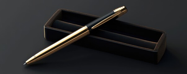 Exquisite Custom Engraved Pen in Velvet Case - Luxury Stationery Gift Concept with 3D Illustration.
