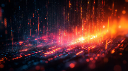 A computer generated image of a colorful, glowing, and abstract landscape