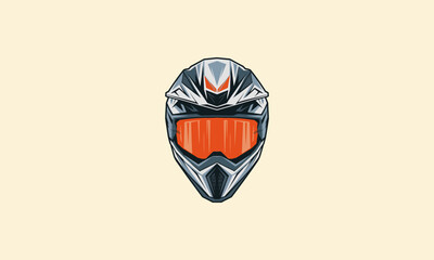 Motorcycle helmet vector with orange visor, sharp design, bold look.