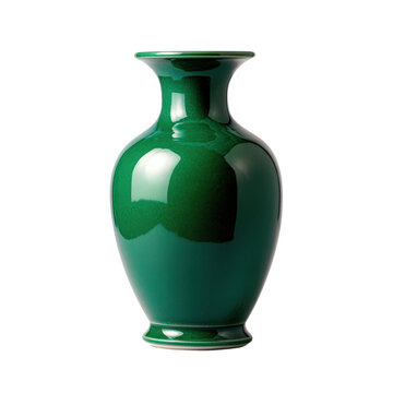 Elegant green vase showcasing smooth curves and glossy finish, perfect for home decor or floral arrangements.