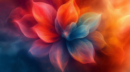 Fototapeta premium A colorful flower with red, blue, and yellow petals