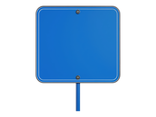 Empty blue roadside sign. Isolated PNG