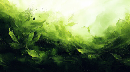 Fototapeta premium A green leafy forest with a splash of green paint