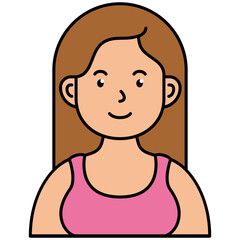 woman long hair cartoon character