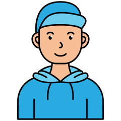 man wearing hat and hoodie jacket illustration