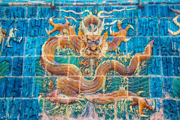 the Five-Dragon Screen (Wu Long Bi) in front of Shanhua Temple in Datong China.
This screen wall,...