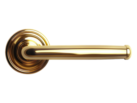 Golden door handle. Isolated PNG