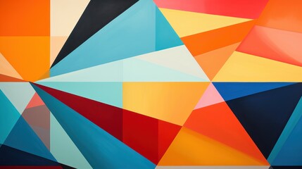 Vibrant Geometric Abstract Art. Colorful Triangles and Polygons on Canvas