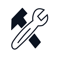 Vector illustration of screwdriver and hammer lock icon with cross position
