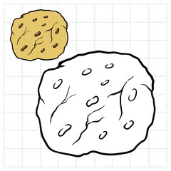 Object Coloring Book for Kids. Food Series - chocochips cookies