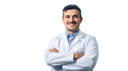 Confident factory worker in beverage production standing on transparent background PNG.


