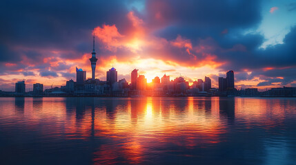 Naklejka premium Auckland Cityscape at Sunrise