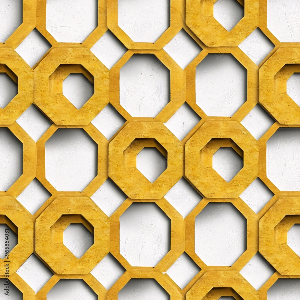 Poster golden geometric harmony: a seamless pattern of octagonal shapes interlaced in a captivating design,