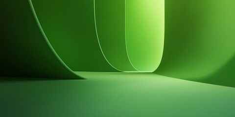 Abstract geometric image with smooth green curves creating a minimalist and modern visual effect.