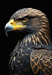 Fototapeta premium American eagle set. Bald eagle logo. Wild birds drawing. Head of an eagle
