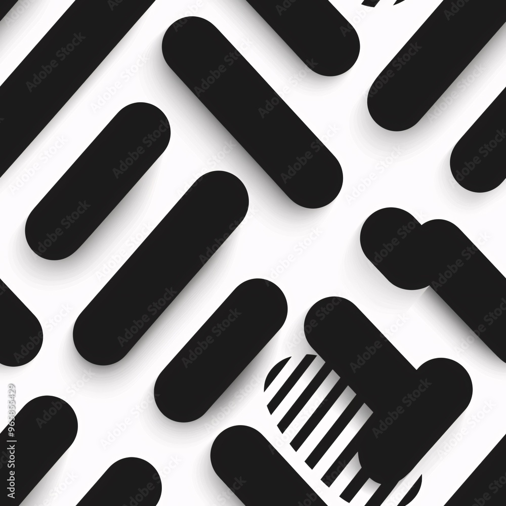 Poster abstract geometric pattern: black and white minimalist design: a seamless pattern of bold, black geo