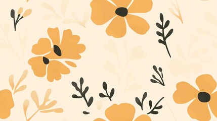 Abstract Floral Pattern:  A delicate and stylish Seamless Pattern of abstract flowers in warm hues, perfect for creating a soft and inviting ambiance.  