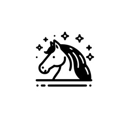 Black horse icon. horse icon illustration in white background.