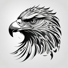 Fototapeta premium American eagle set. Bald eagle logo. Wild birds drawing. Head of an eagle