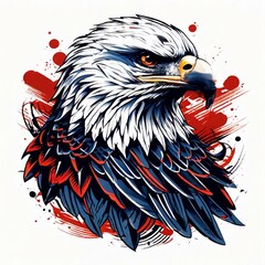 Fototapeta premium American eagle set. Bald eagle logo. Wild birds drawing. Head of an eagle