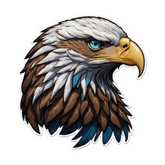 Obraz premium American eagle set. Bald eagle logo. Wild birds drawing. Head of an eagle