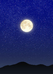 星空と満月