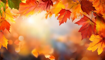 Vibrant Autumn Leaves in the Wind with Textured Overlay and Copy Space - Seasonal Fall Background