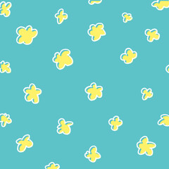 手描き風のゆるふわ花柄の背景イラスト26