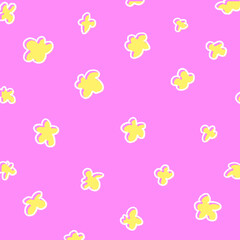 手描き風のゆるふわ花柄の背景イラスト20